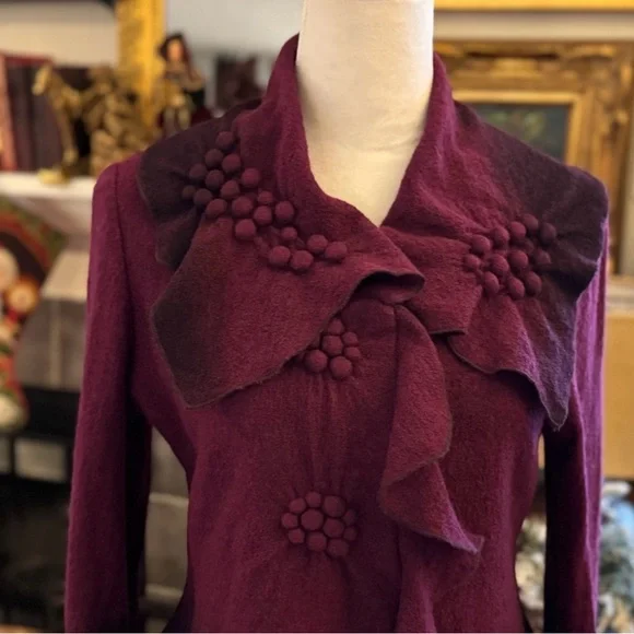 EUC CoVelo Wool Felt Ombre Jacket Plum Purple Berry Magenta. Size Medium. - Picture 2 of 7